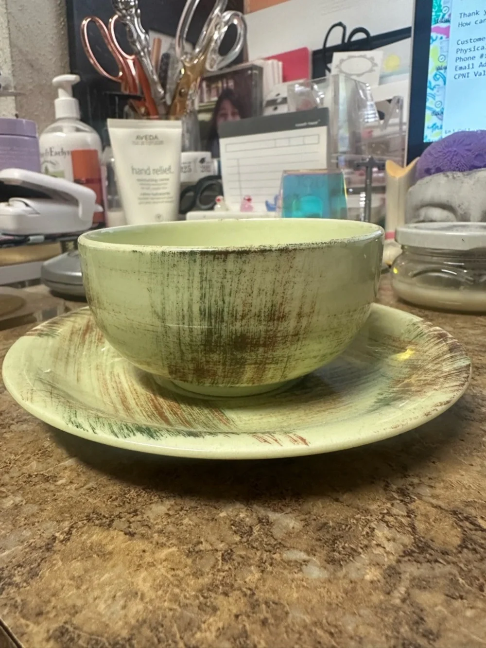 Vernon Ware Raffia Flat Cup & Saucer - Poppytrail